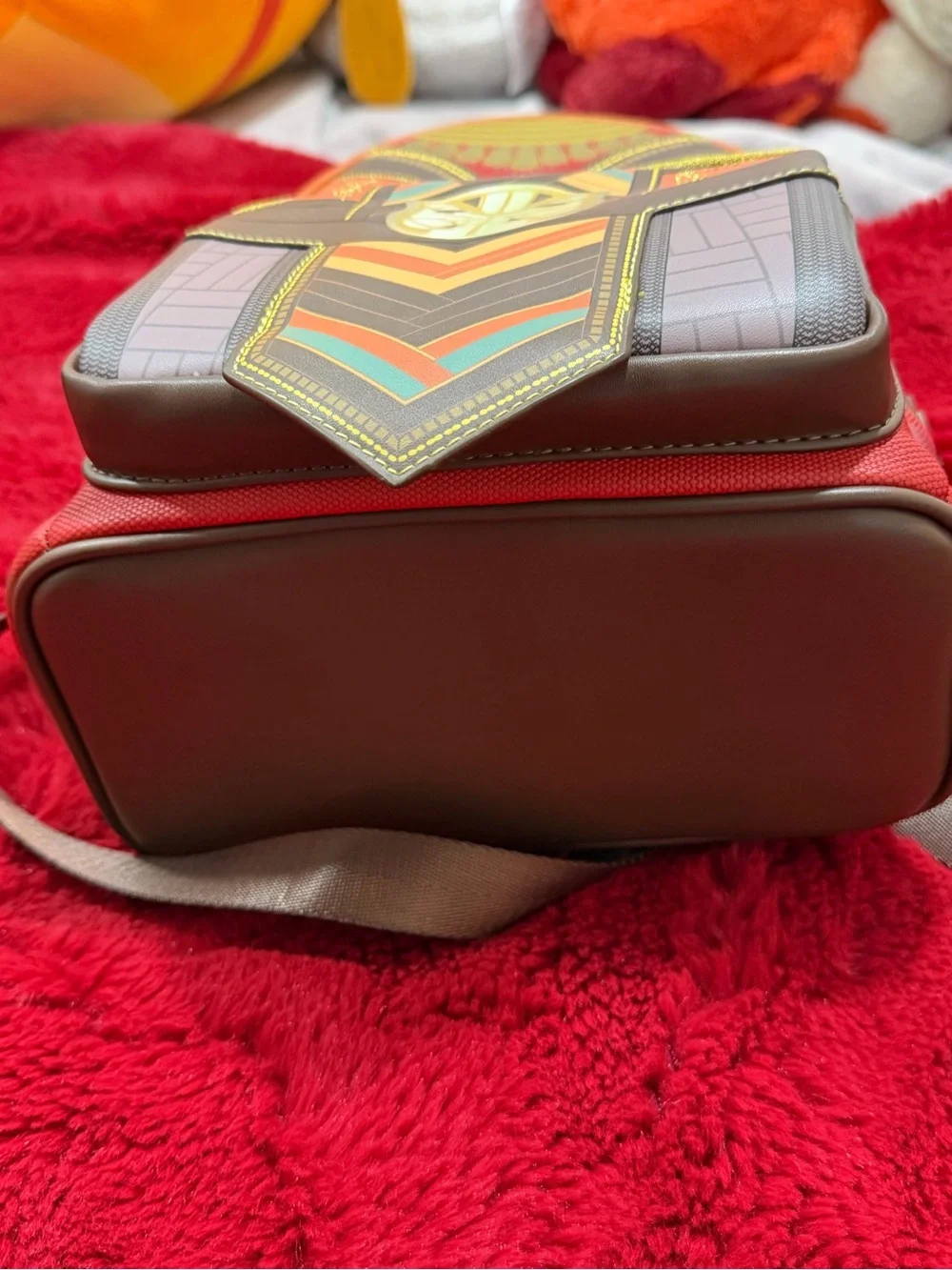 Stylized Orange & Brown Mini Backpack - Unbranded
